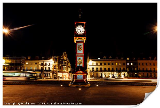 Weymouth Jubilee Clock at Night  Print by Paul Brewer