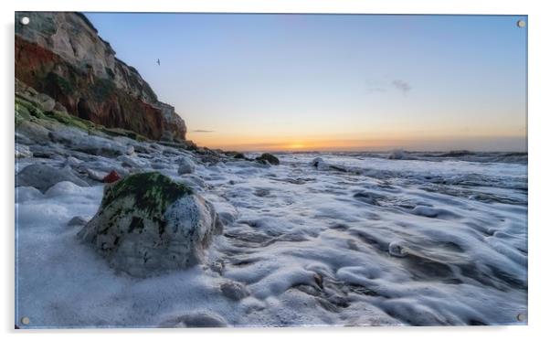 A subtle Winter sunset from Hunstanton beach  Acrylic by Gary Pearson