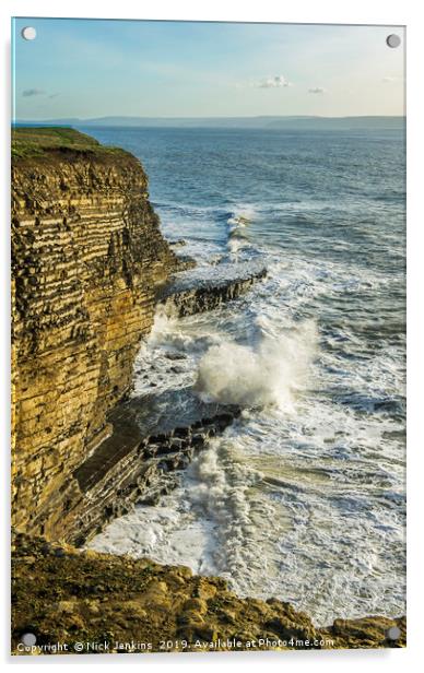Waves at Nash Point South Wales Acrylic by Nick Jenkins