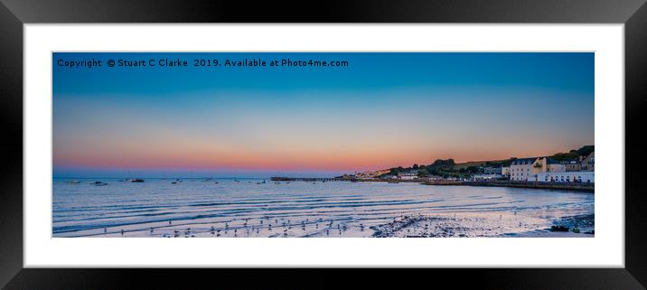 Sundown at Swanage Bay Framed Mounted Print by Stuart C Clarke