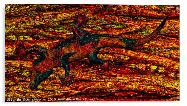 Lizard on tree Acrylic by Julia Watkins