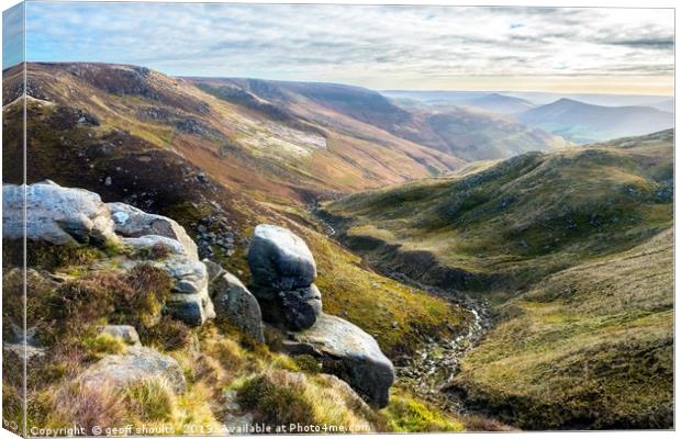 Edale from Kinder Canvas Print by geoff shoults