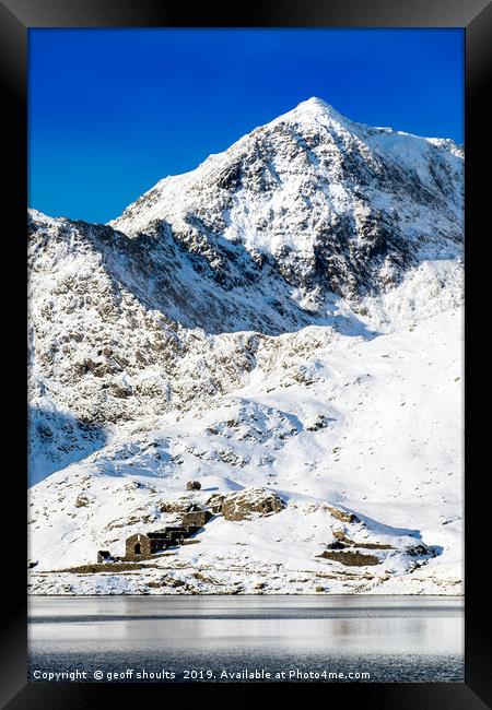 Snowdon in Winter Framed Print by geoff shoults