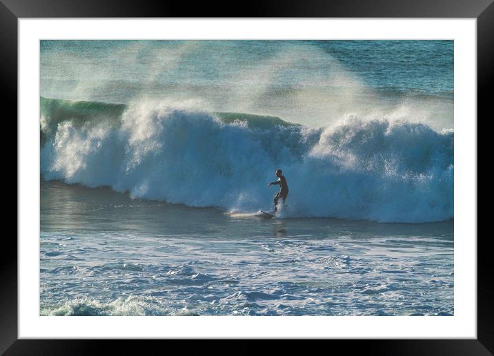 Riding the Waves at Woolacombe Framed Mounted Print by Eric Pearce AWPF