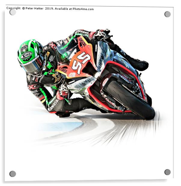 Motorcycle Racing Acrylic by Peter Hatter
