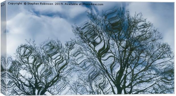 Nature's Abstract...trees on a lake Canvas Print by Stephen Robinson