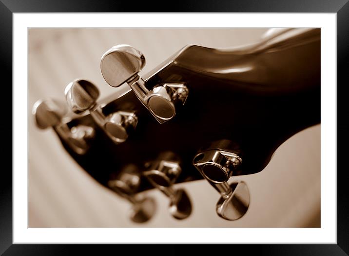 Guitar Sepia 4 Framed Mounted Print by Louise Godwin