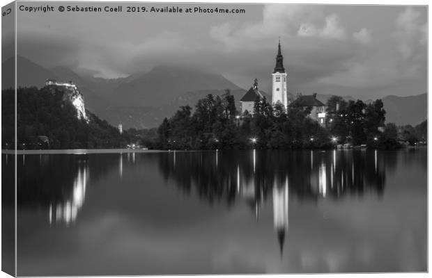 Lake Bled at night Canvas Print by Sebastien Coell