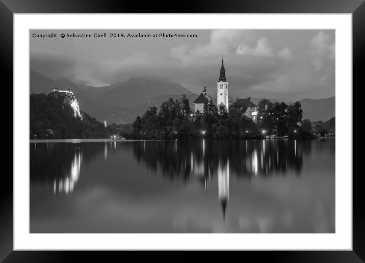 Lake Bled at night Framed Mounted Print by Sebastien Coell