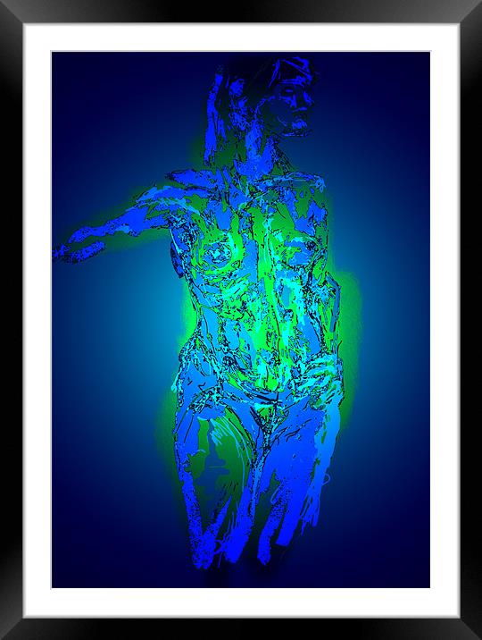 Holly Series - Life Drawing nude in blue Framed Mounted Print by Lisa Martin