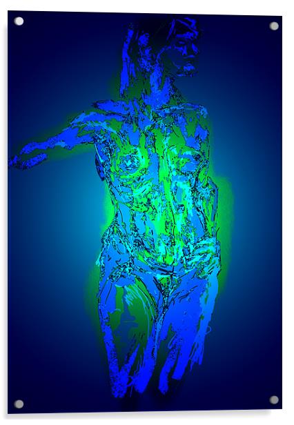 Holly Series - Life Drawing nude in blue Acrylic by Lisa Martin