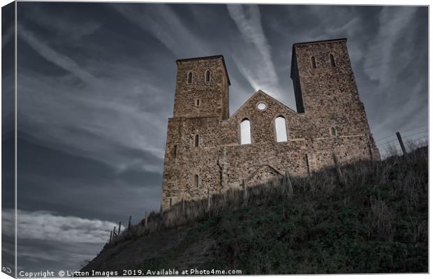 Reculver Towers by moonlight Canvas Print by Wayne Lytton