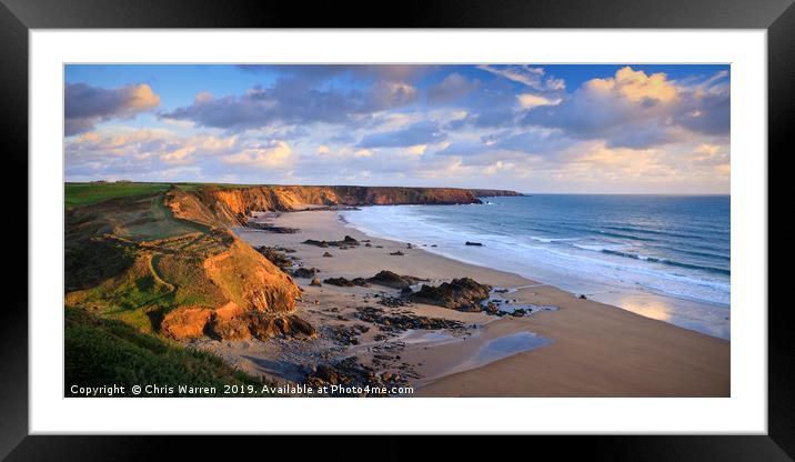 Evening sun lighting cliffs Marloes Pembrokeshire Framed Mounted Print by Chris Warren