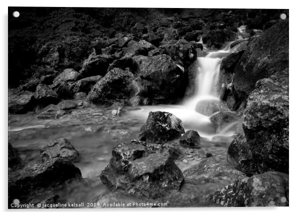 Goredale Scar Waterfalls . Malham North Yorkshire  Acrylic by jacqueline kelsall
