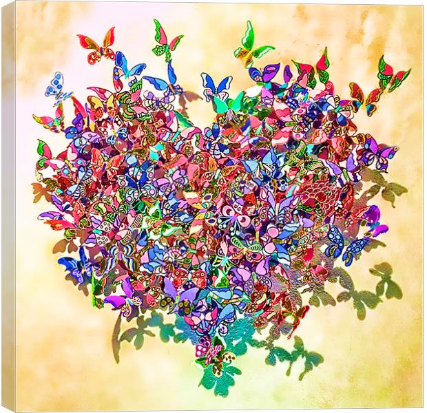 Butterfly Heart Canvas Print by Valerie Paterson