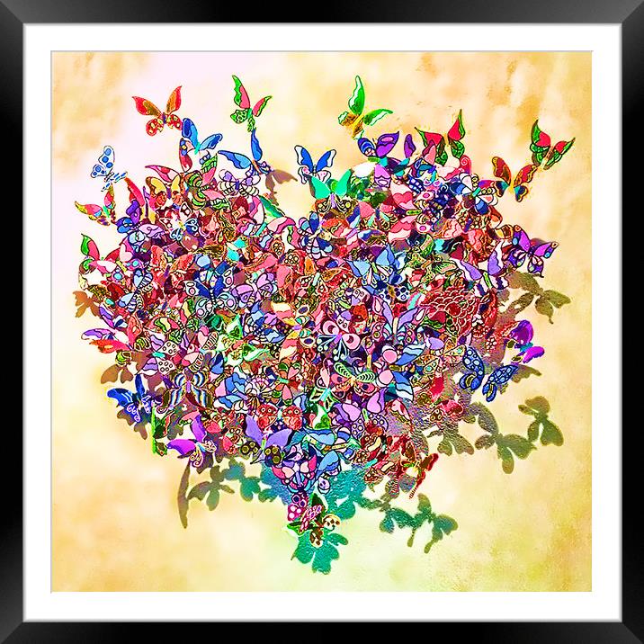 Butterfly Heart Framed Mounted Print by Valerie Paterson