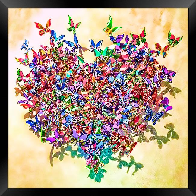 Butterfly Heart Framed Print by Valerie Paterson