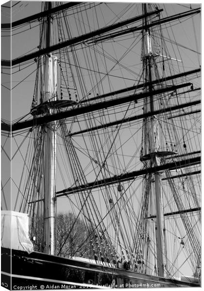Masts and Rigging of the Cutty Sark   Canvas Print by Aidan Moran