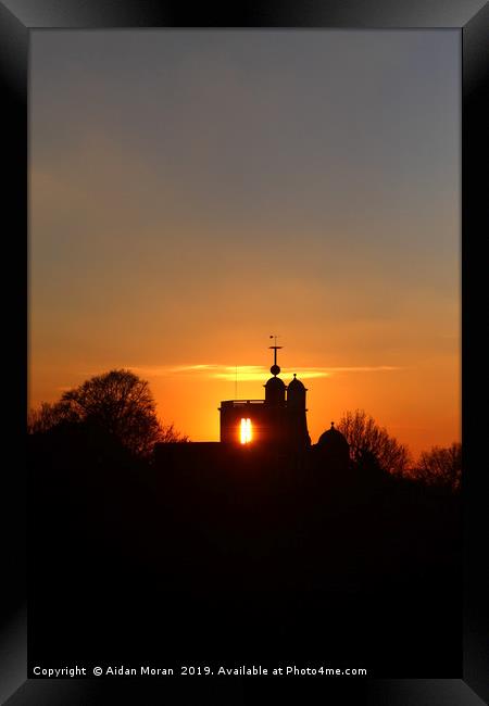 Sunset Over The Royal Observatory at Greenwich   Framed Print by Aidan Moran
