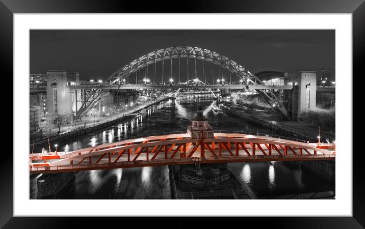 The Red Swing Bridge Framed Mounted Print by Naylor's Photography