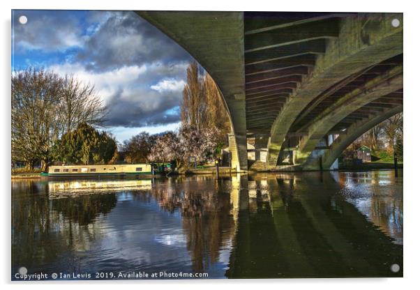 Beneath Reading Bridge Acrylic by Ian Lewis