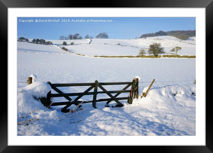 Derbyshire Snow Scene. Framed Mounted Print by David Birchall