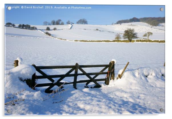 Derbyshire Snow Scene. Acrylic by David Birchall