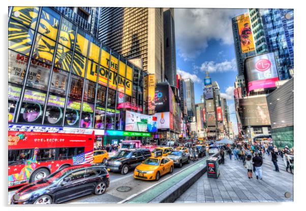 Times Square NY Acrylic by David Pyatt