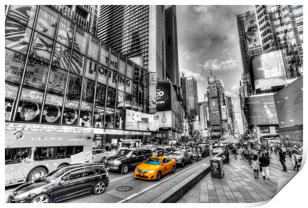 Times Square Yellow Cab Print by David Pyatt