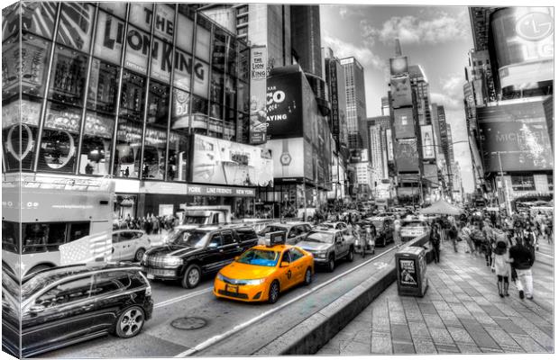 Times Square Yellow Cab Canvas Print by David Pyatt