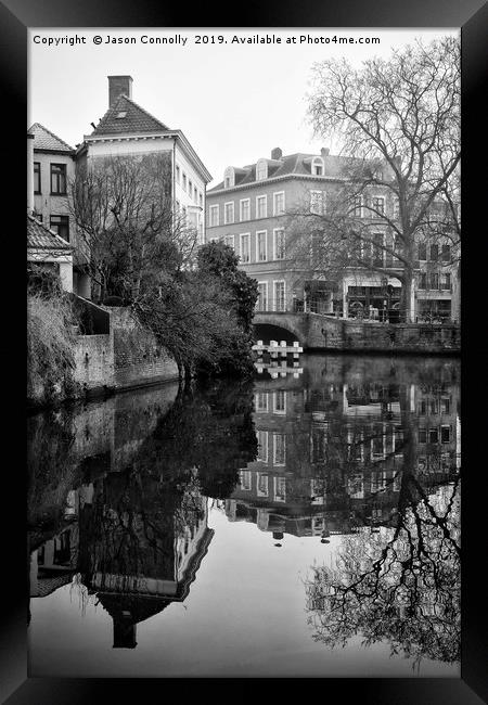 Black And White Bruges Framed Print by Jason Connolly