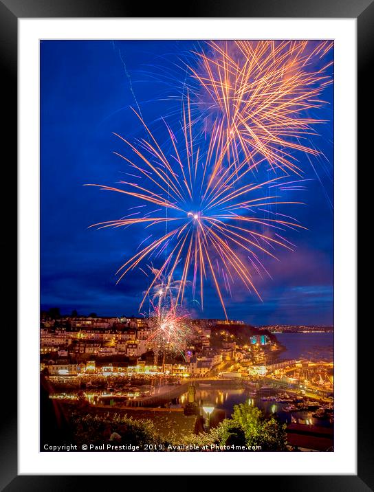 Brixham Firework Display Framed Mounted Print by Paul F Prestidge