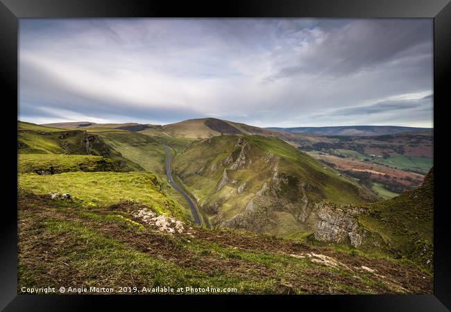 Winnats View to Mam Tor Framed Print by Angie Morton