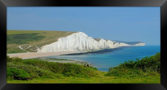 The Seven Sisters From Cuckmere Valley. Framed Print by Diana Mower