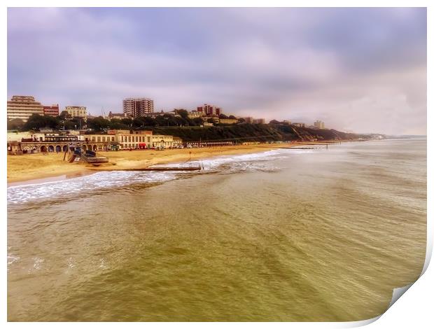 Serenity of Bournemouth Beach Print by Beryl Curran