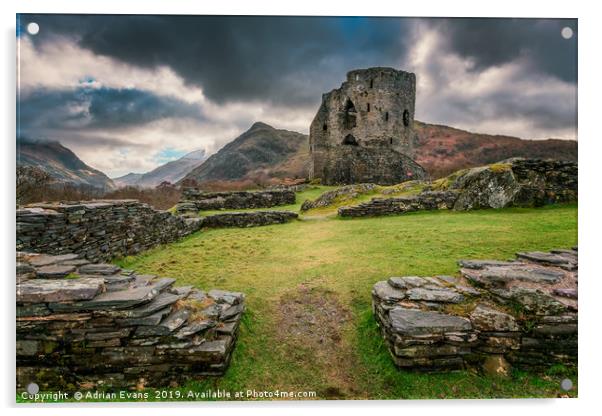 Castle  Dolbadarn Snowdonia Acrylic by Adrian Evans