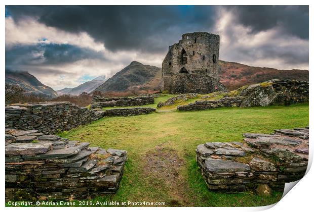 Castle  Dolbadarn Snowdonia Print by Adrian Evans