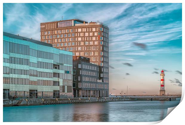 Malmo Lighthouse and Buildings Print by Antony McAulay