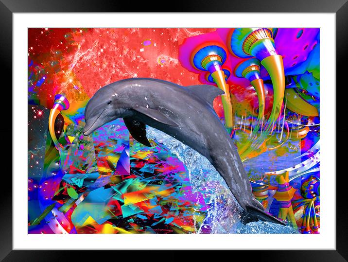 Dolphin Color Splash Framed Mounted Print by Matthew Lacey