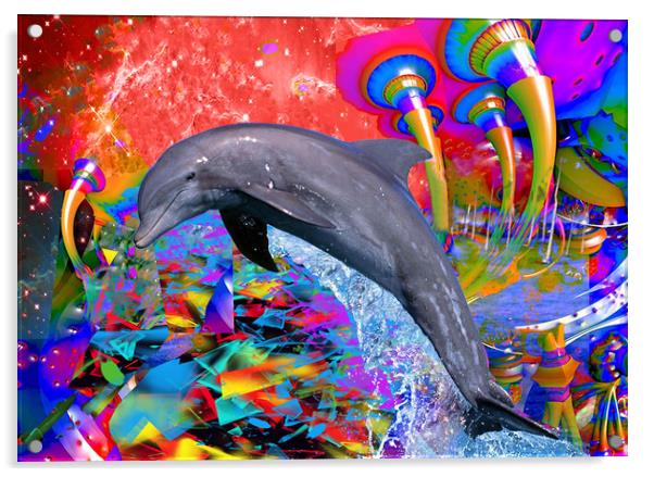 Dolphin Color Splash Acrylic by Matthew Lacey