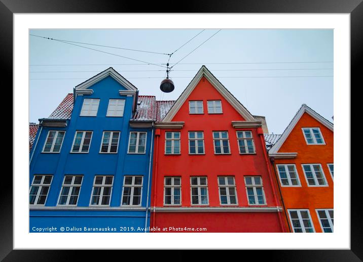The red and blue house in Copenhagen Framed Mounted Print by Dalius Baranauskas