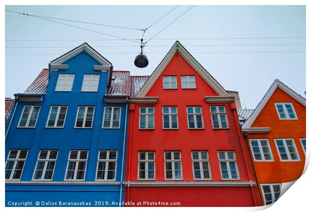 The red and blue house in Copenhagen Print by Dalius Baranauskas
