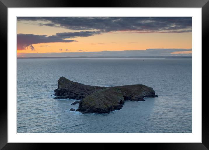 Sunset Mullion Island Framed Mounted Print by CHRIS BARNARD