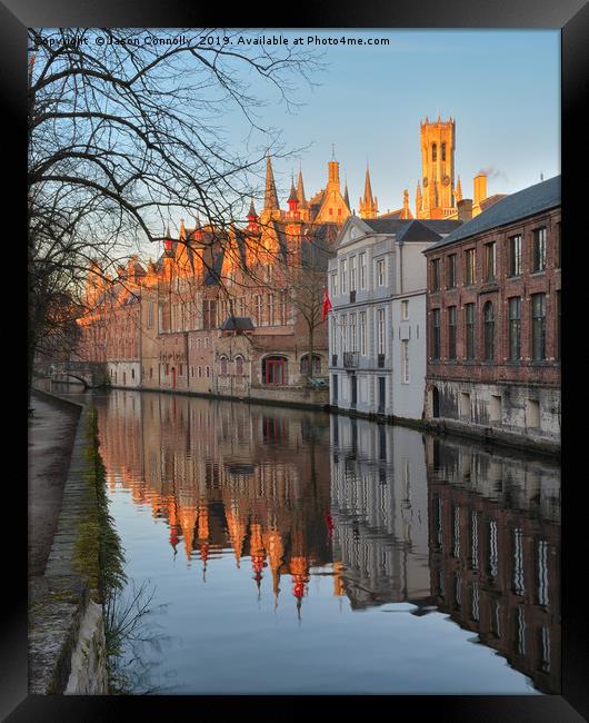 Canals Of Bruges. Framed Print by Jason Connolly