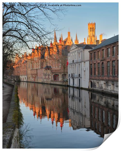 Canals Of Bruges. Print by Jason Connolly