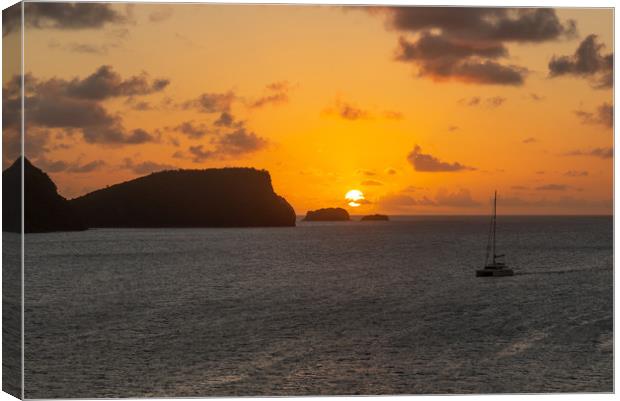 Bequia Sunset Canvas Print by Roger Green