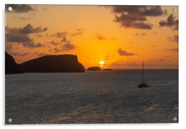 Bequia Sunset Acrylic by Roger Green