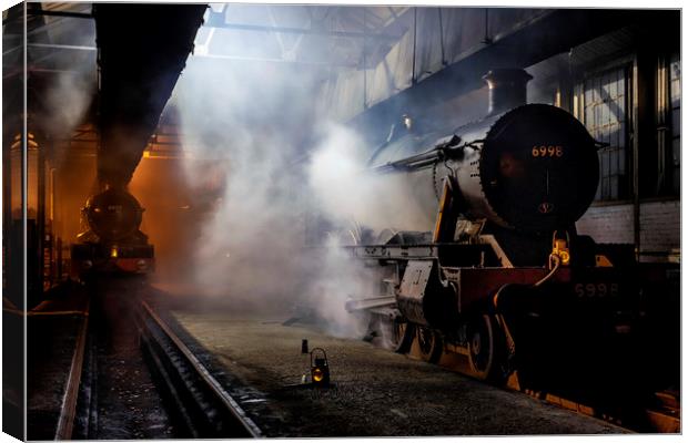 Steam engines 6998 and 6023 at Didcot Canvas Print by Tony Bates