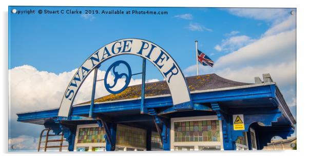 Swanage Pier Acrylic by Stuart C Clarke