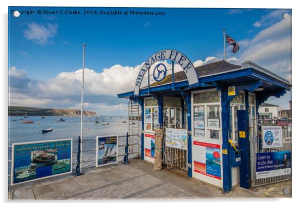 Swanage Pier Acrylic by Stuart C Clarke